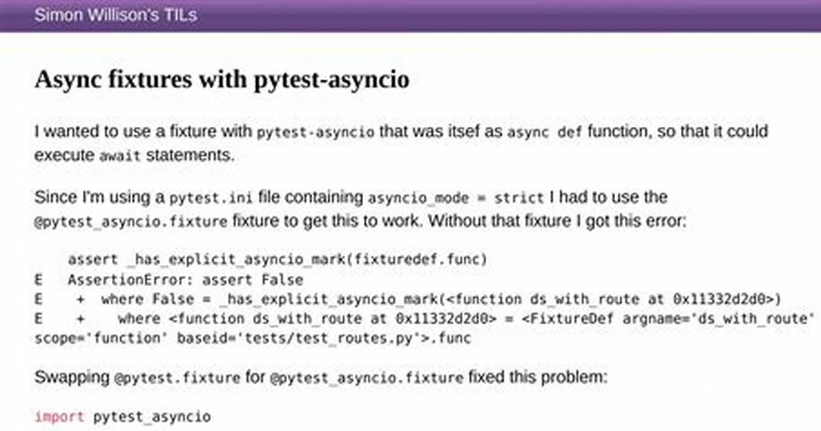 Async Fixtures with Pytest |
