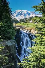 Autumn's Majestic Waterfall: Mount Rainier's Fall Splendor