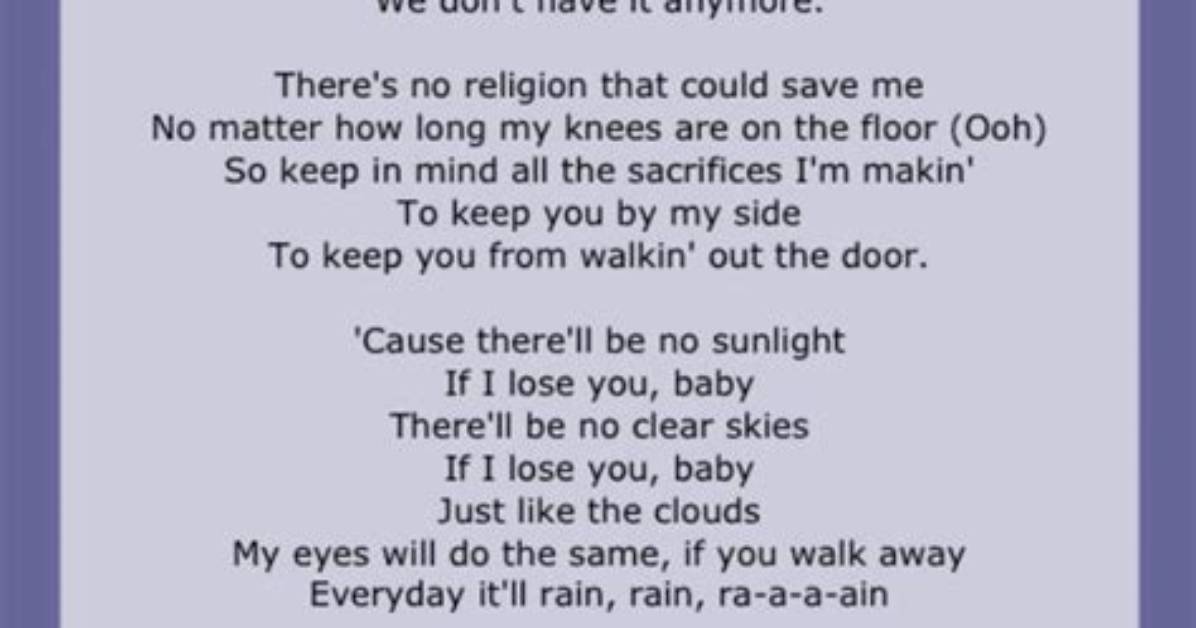 Bruno Mars It Will Rain Lyrics