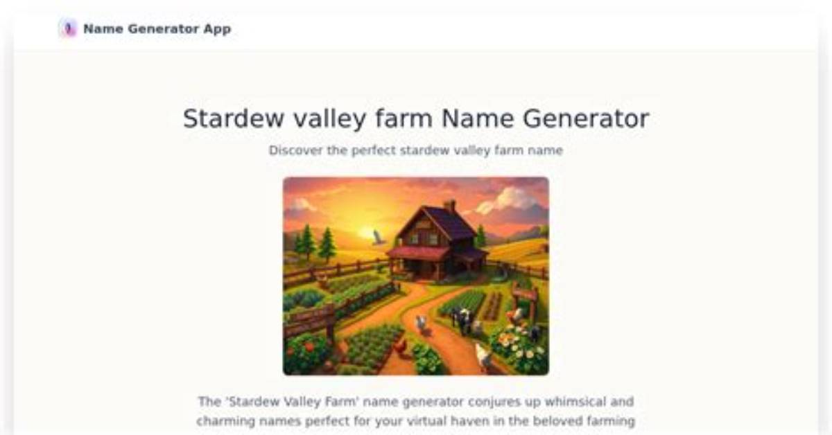 Find Your Perfect Stardew Valley Farm Name