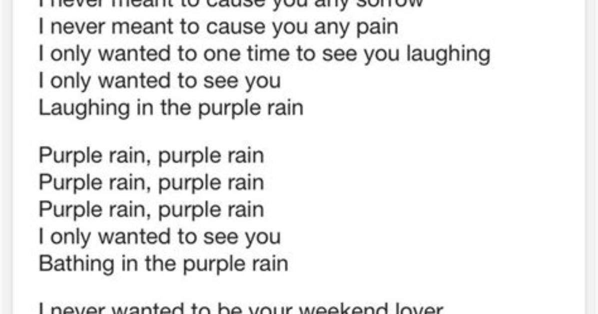 Prince Purple Rain Lyrics | Sparkvlog