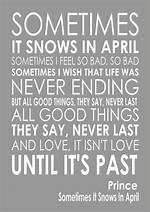 Princessometimes It Snows in April Lyrics