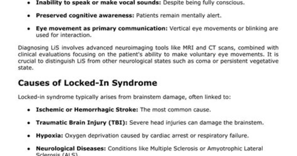Understanding Locked in Syndrome: the Story of Lacey