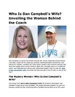 Unveiling the Inspiring Story of Dan Campbell's Wife