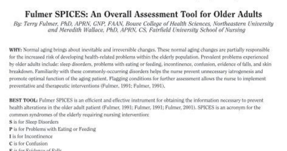 What Is the Spices Assessment Tool?